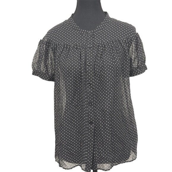 Club Monaco Polka Dot Silk Blouse – Timeless 90s Elegance - Picture 1 of 7